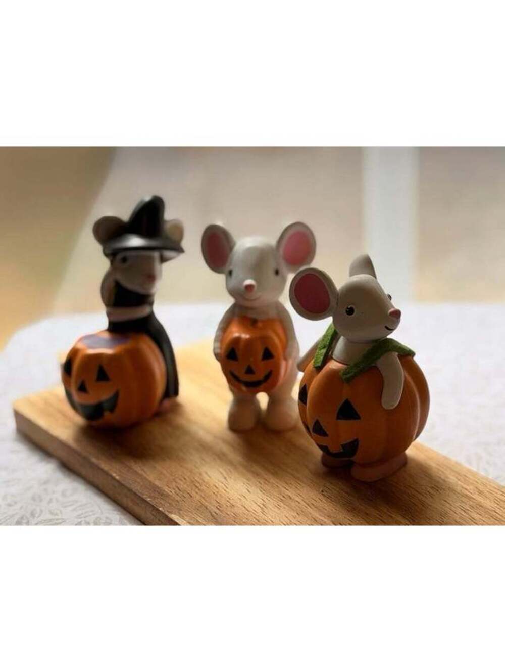 Halloween Mouse Figurines in Pumpkin Outfits